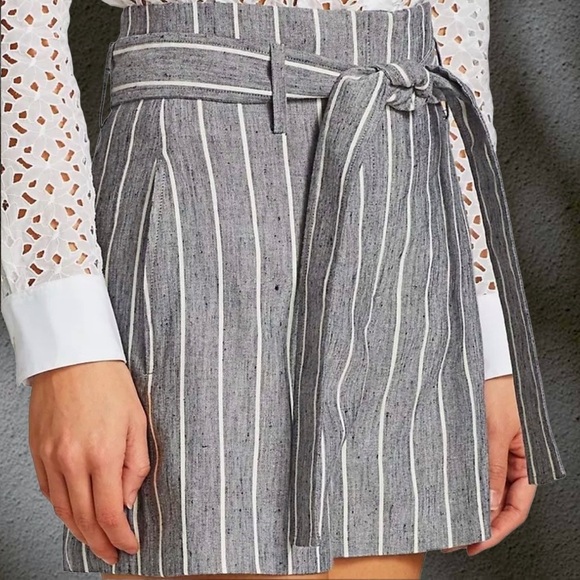NWOT Theory ‘Wythe Linen Belted High Waist Striped Shorts’ in “Indigo Multi” 2 - Picture 5 of 13